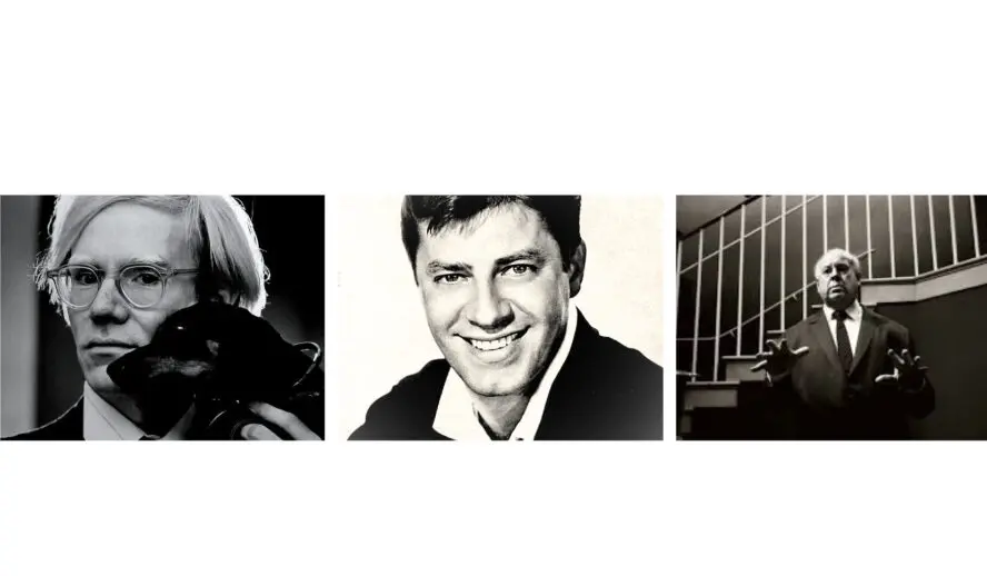Jerry Lewis, Alfred Hitchcock, and Andy Warhol